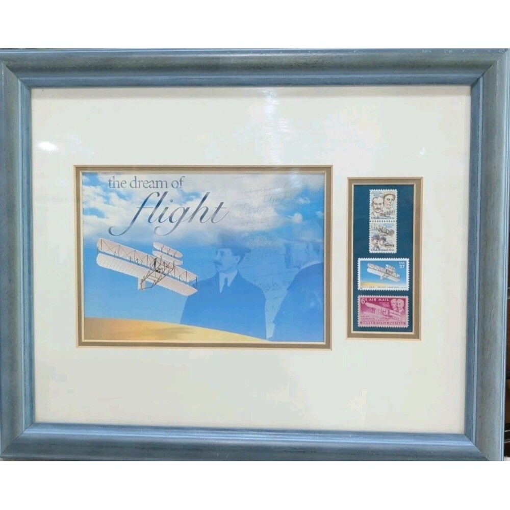 WRIGHT BROTHERS Framed Commemorative "DREAM OF FLIGHT" With US Postage Stamps